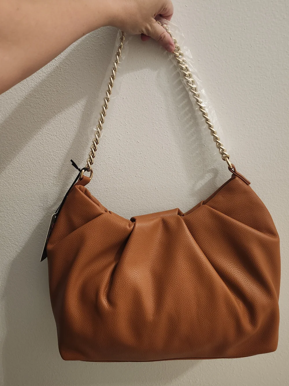 Classic Tan Hobo with Gold Chain Strap